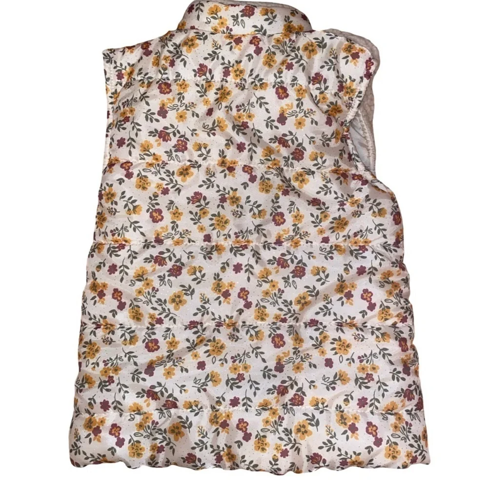 LITTLE LASS Puffy Quilted Vest-Toddler Girls in Beige, Burgundy and Yellow SZ 4T